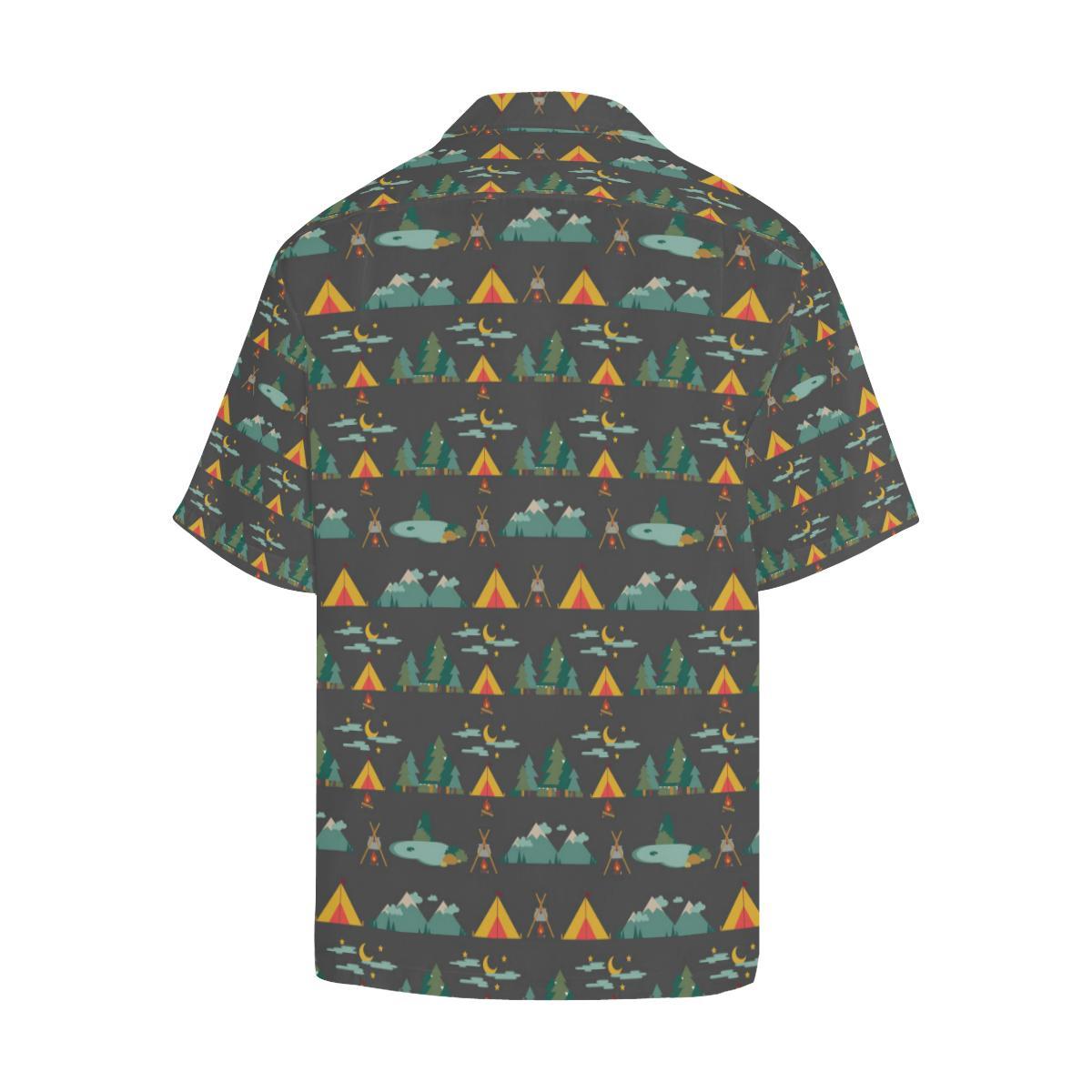 Camping Tent Pattern Print Design Hawaiian Shirt