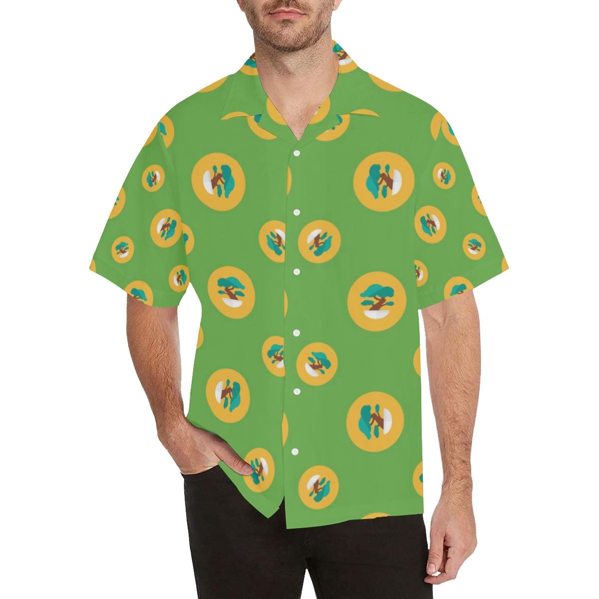 Bonsai Pattern Green Background Mens All Over Print Hawaiian Shirt