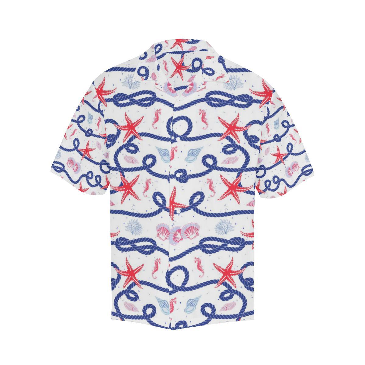 Starfish Shell Rope Pattern Mens All Over Print Hawaiian Shirt