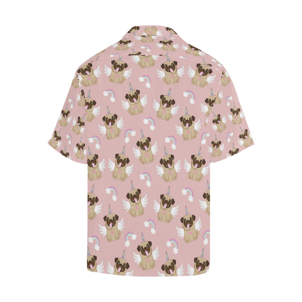 Cute Unicorn Pug Pattern Mens All Over Print Hawaiian Shirt