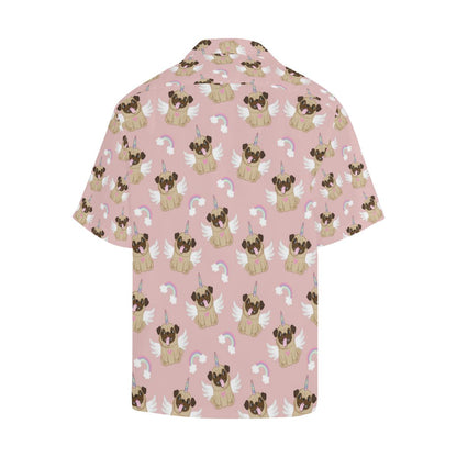 Cute Unicorn Pug Pattern Mens All Over Print Hawaiian Shirt