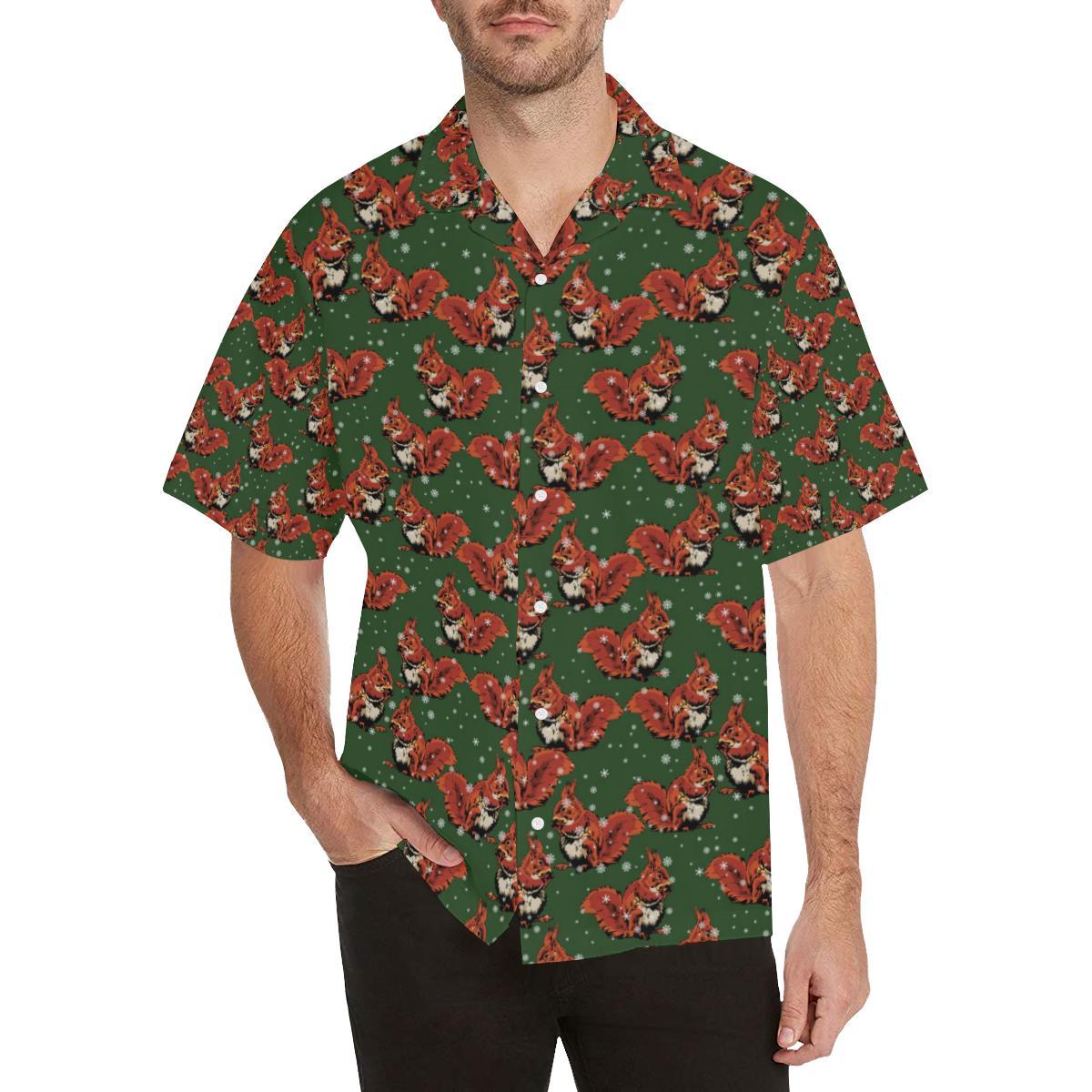 Squirrel Pattern Print Design 03 Mens All Over Hawaiian Shirt
