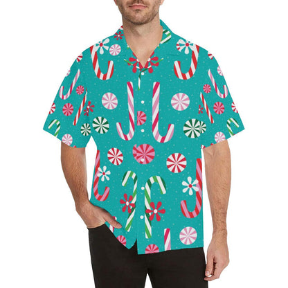 Christmas Candy Pattern Mens All Over Print Hawaiian Shirt