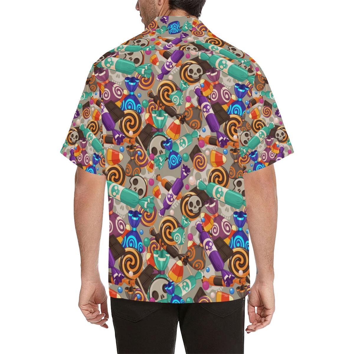 Halloween Candy Pattern Mens All Over Print Hawaiian Shirt