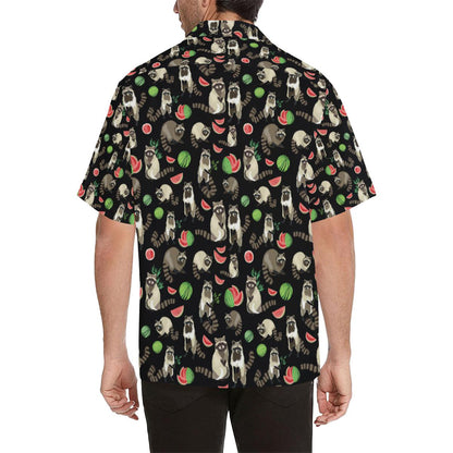 Raccoon Watermelon Pattern Mens All Over Print Hawaiian Shirt