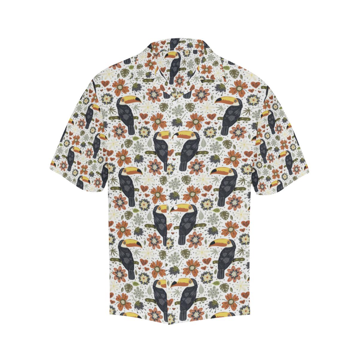 Toucan Flower Pattern Mens All Over Print Hawaiian Shirt