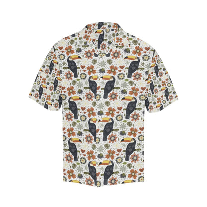 Toucan Flower Pattern Mens All Over Print Hawaiian Shirt