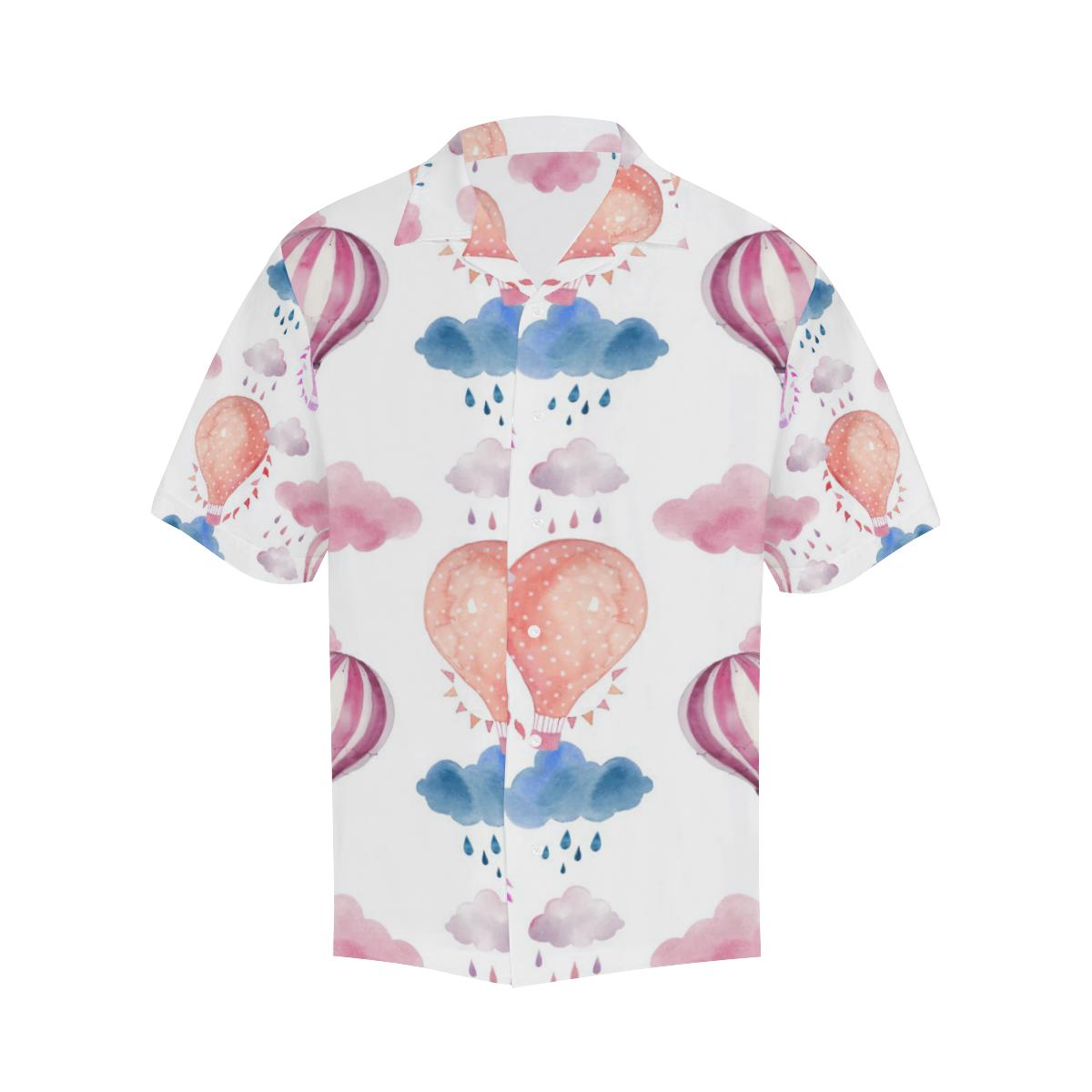 Watercolor Air Balloon Cloud Pattern Mens All Over Print Hawaiian Shirt