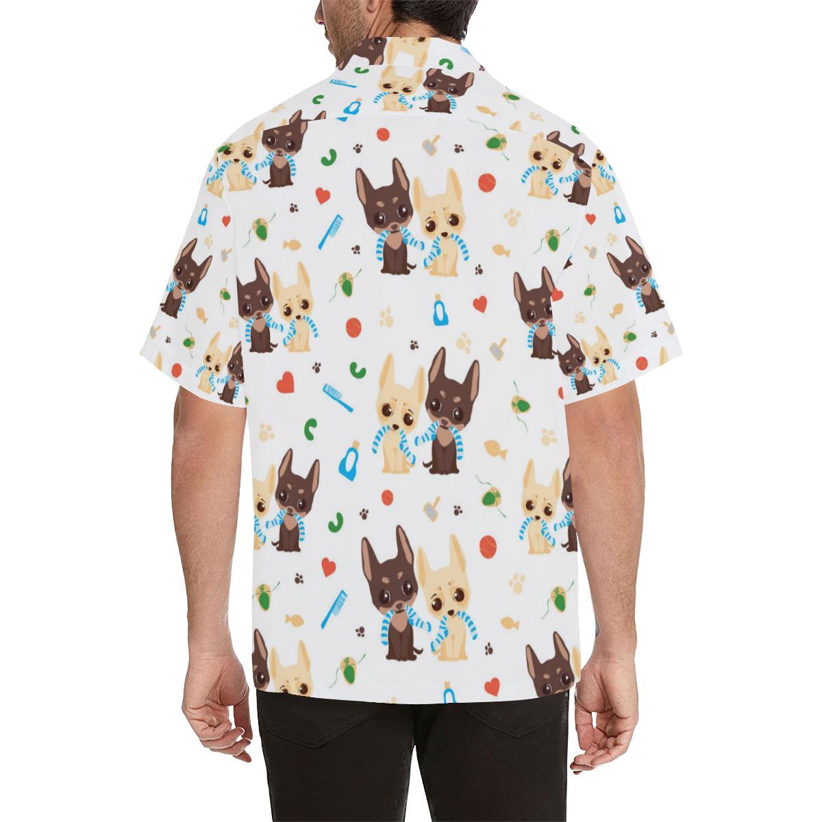 Cute Chihuahua Dog Pattern Mens All Over Print Hawaiian Shirt