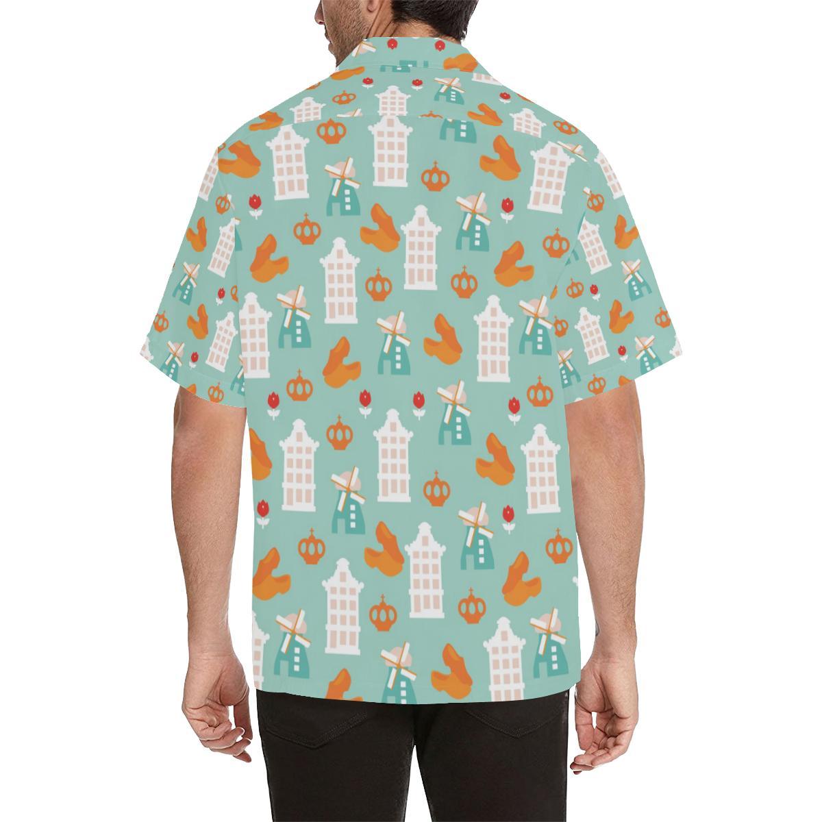 Windmill Pattern Theme Mens All Over Print Hawaiian Shirt