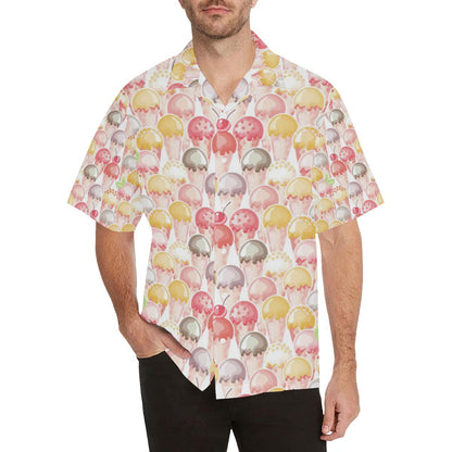 Ice Cream Cone Pattern Mens All Over Print Hawaiian Shirt