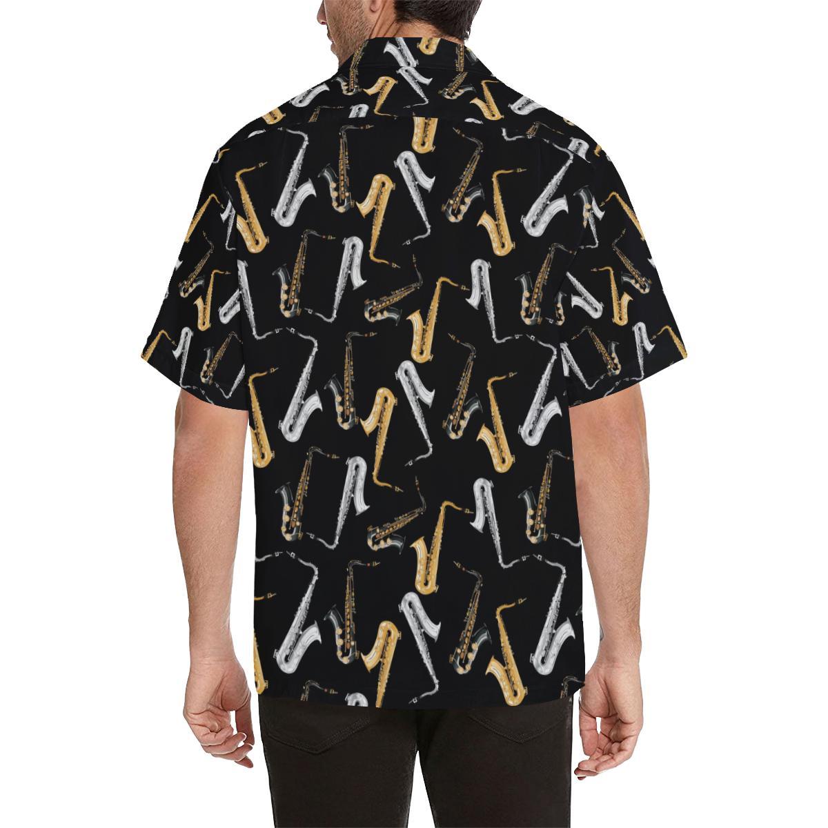 Saxophone Pattern Print Design Hawaiian Shirt