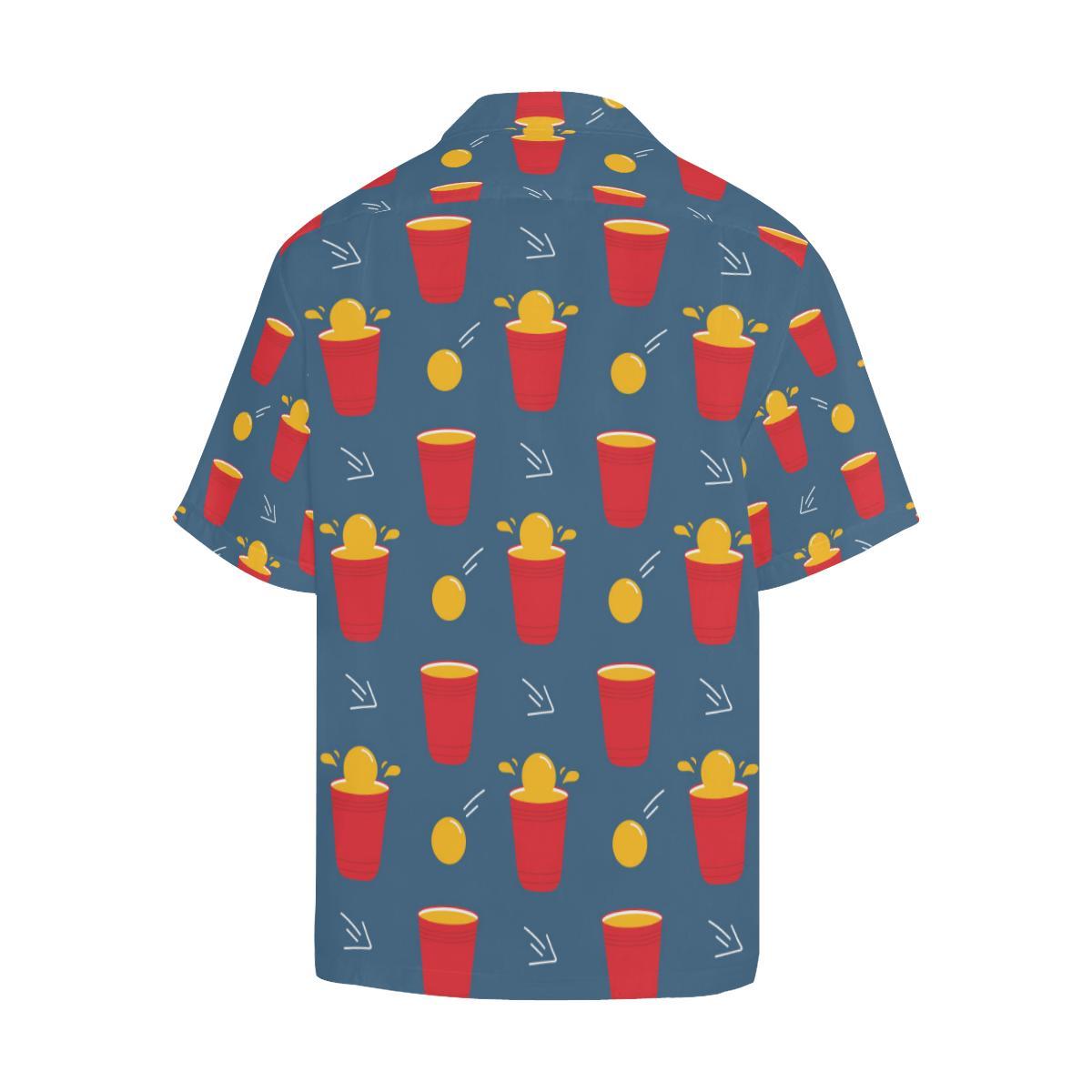 Beer Pong Pattern Print Design Hawaiian Shirt