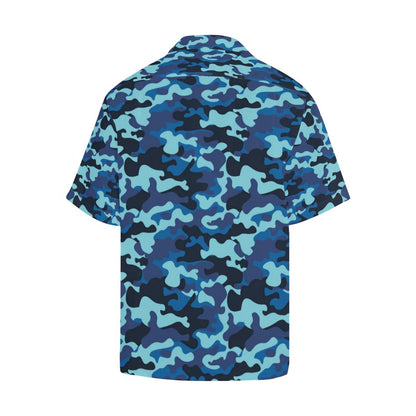 Camo Blue Pattern Print Design Hawaiian Shirt