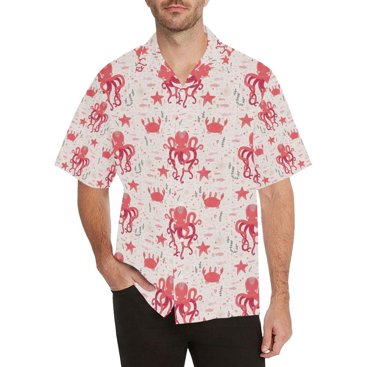 Octopus Crab Starfish Pattern Mens All Over Print Hawaiian Shirt