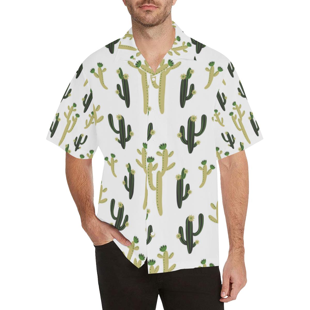 Cute Cactus Pattern Mens All Over Print Hawaiian Shirt