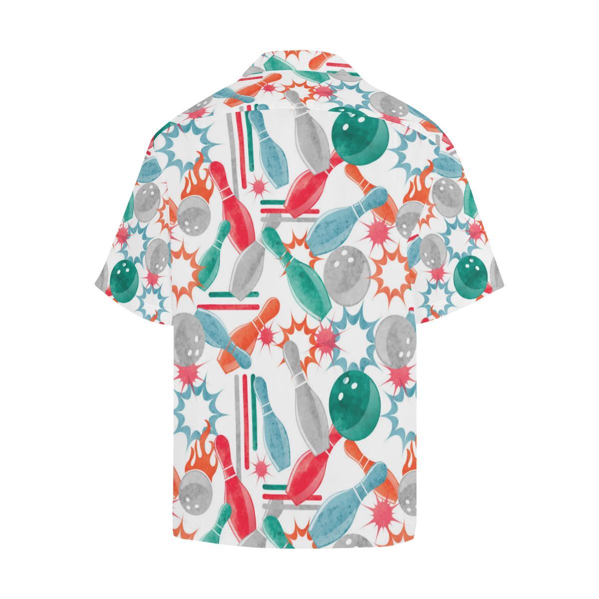 Watercolor Bowling Pattern Mens All Over Print Hawaiian Shirt