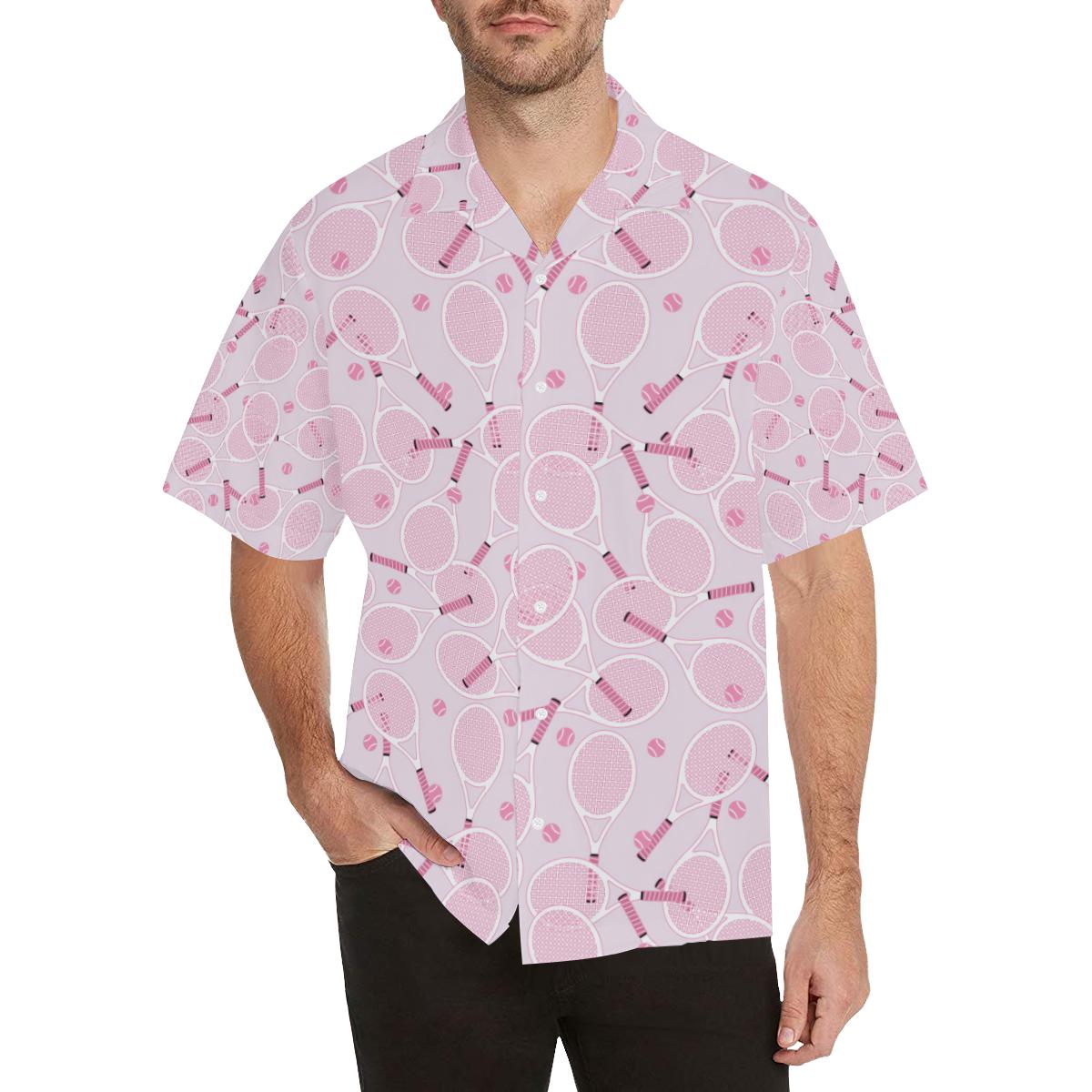 Tennis Pattern Print Design 02 Mens All Over Hawaiian Shirt