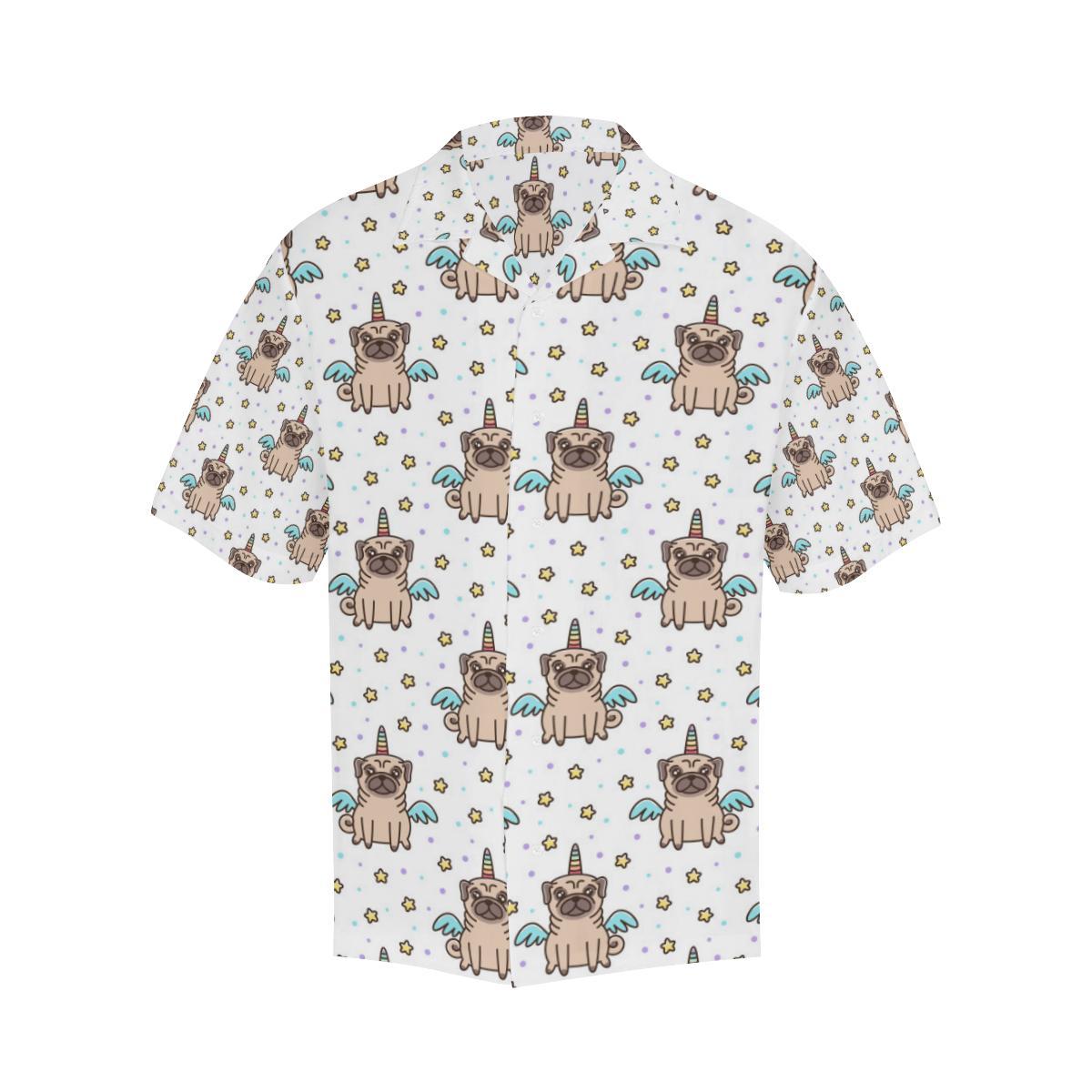 Unicorn Pug Pattern Mens All Over Print Hawaiian Shirt