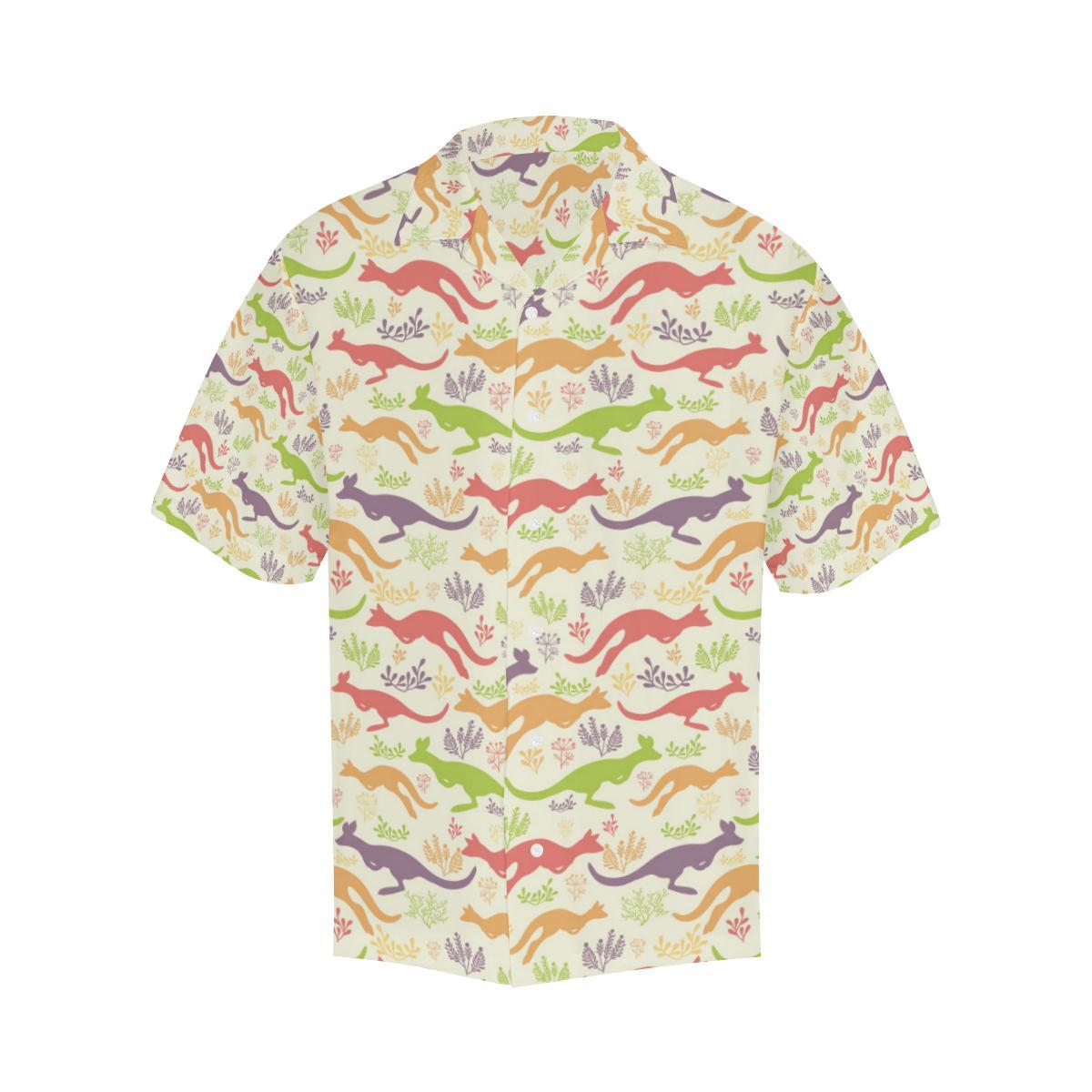 Colorful Kangaroo Pattern Mens All Over Print Hawaiian Shirt