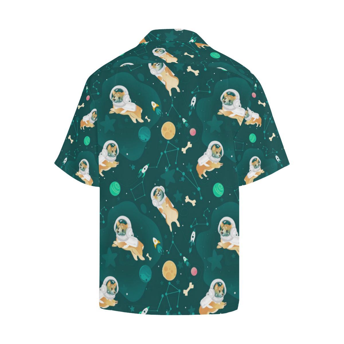 Corgi Astronaut Pattern Mens All Over Print Hawaiian Shirt