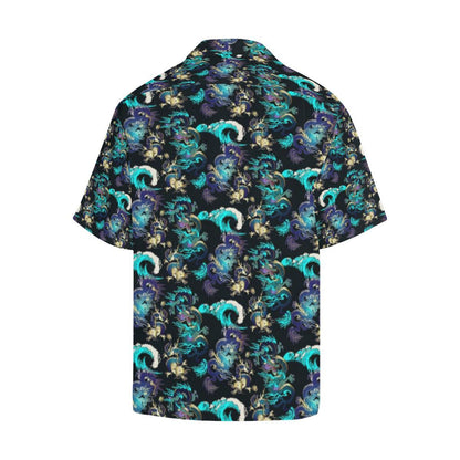 Dragon Sea Wave Pattern Mens All Over Print Hawaiian Shirt