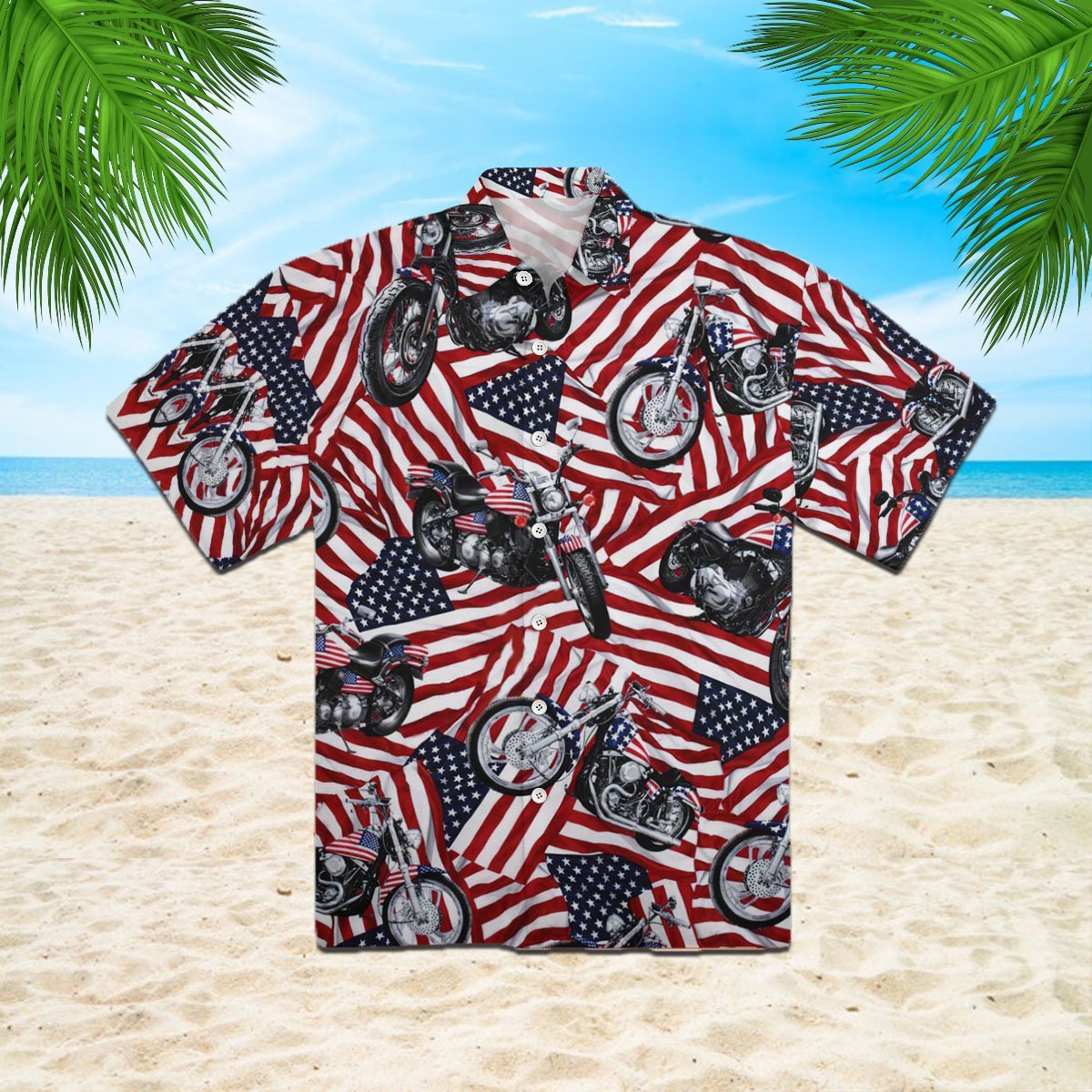 OragonTee Motorcycles American Flag Hawaiian Shirt | For Men & Women | Adult | HW3641