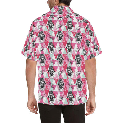 Pug Pattern Mens All Over Print Hawaiian Shirt