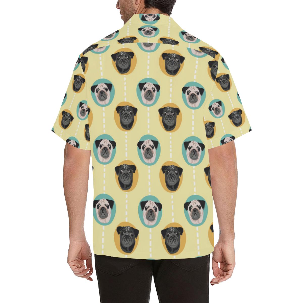 Pug Head Pattern Mens All Over Print Hawaiian Shirt