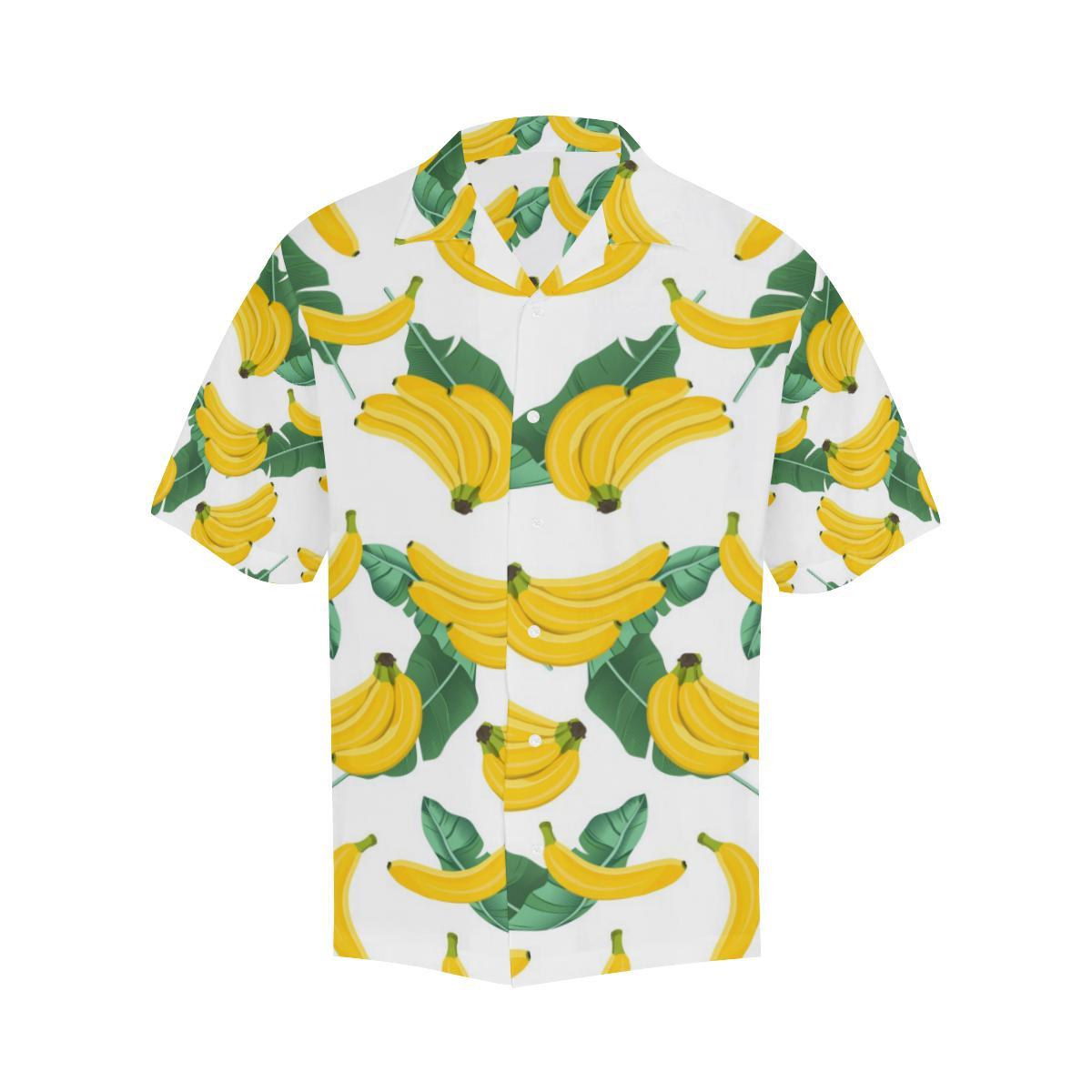 Banana And Leaf Pattern Mens All Over Print Hawaiian Shirt