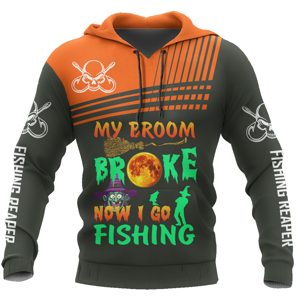 Fishing Broom Halloween All Over Print Unisex Hoodie