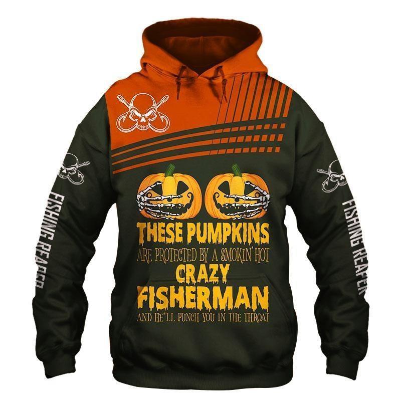 Fishing Pumpkins Halloween All Over Print Unisex Hoodie