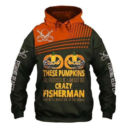 Fishing Pumpkins Halloween All Over Print Unisex Hoodie