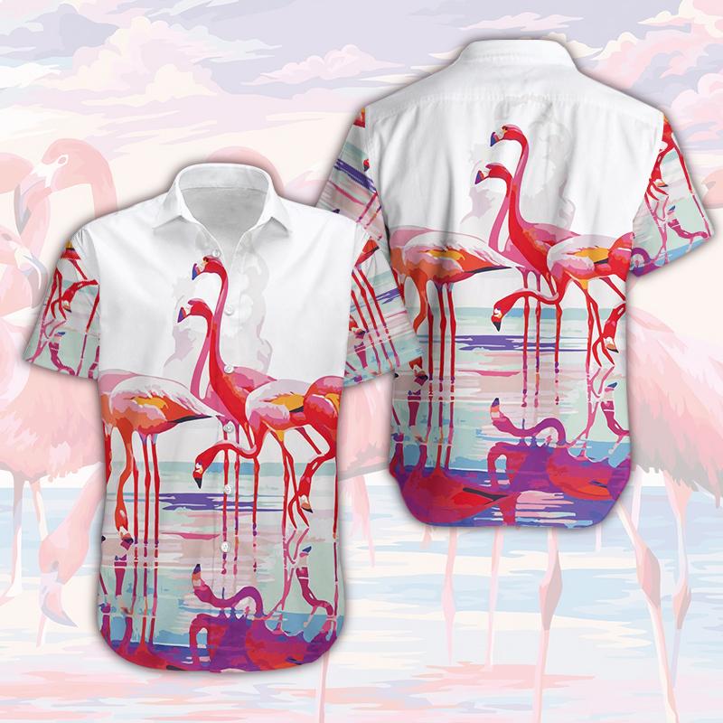 Flamingo Reflection Unisex Hawaiian Shirt | Hawaiian Shirt For Men | Hawaiian Shirt For Women | HW2545