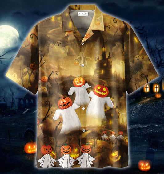 Funny Halloween Trick or Treat Boo Pumpkin Hawaiian Aloha Shirts