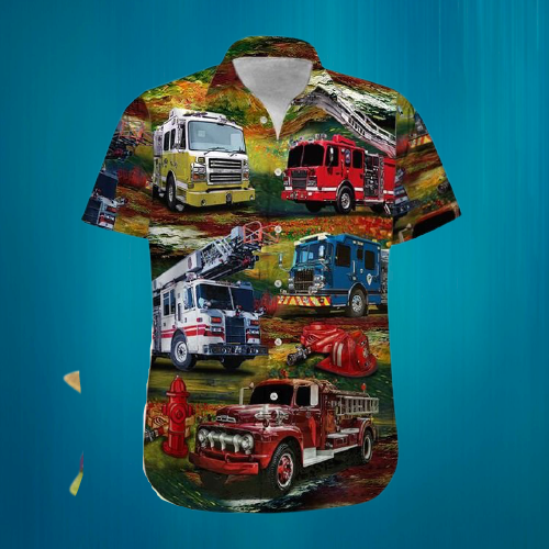 Fire Truck Firefighter Hawaiian Shirt | For Men & Women | Adult | HW7106