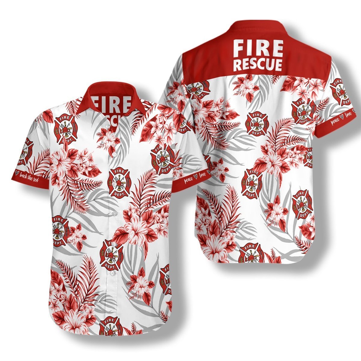 Firefighter Fire Rescue Hawaiian Shirt | For Men & Women | Adult | HW5902