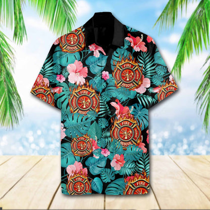 Firefighter Tropical Hawaiian Shirt 3D