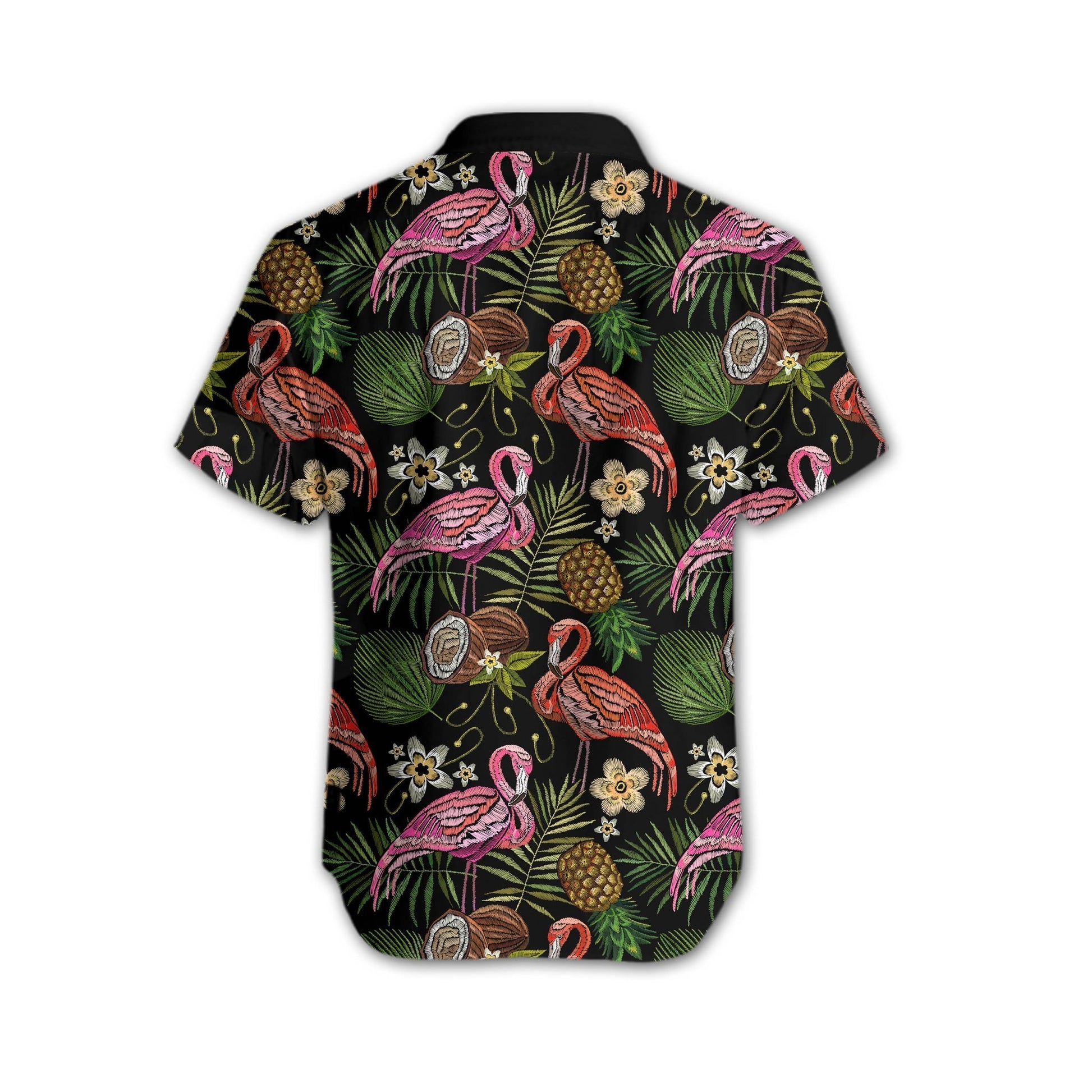 Flamingo Embroidery Hawaiian Shirt 3D