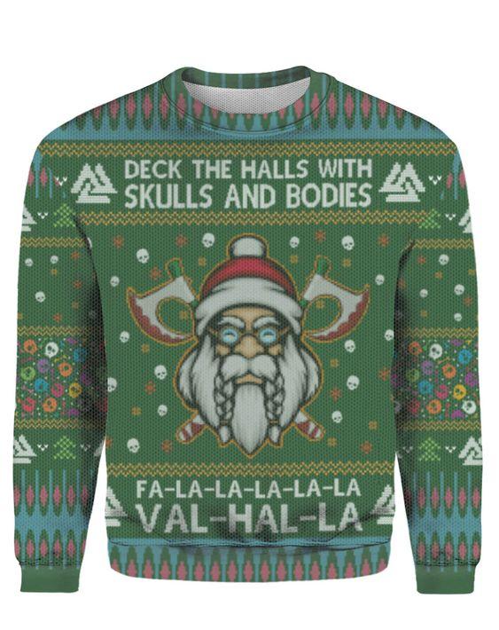 Deck The Halls With Skull Ugly Christmas Sweater 