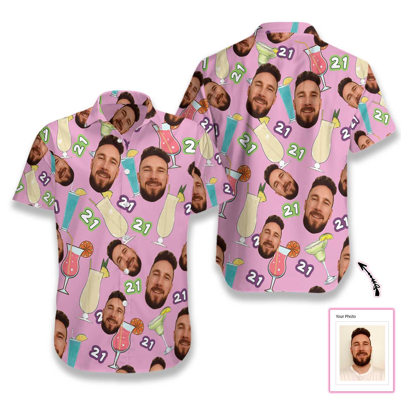 Funny Custom Face Cocktail Hawaiian Shirt