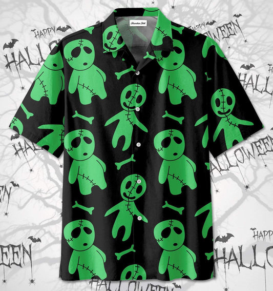 Cute Halloween Ghost Dolls Pattern Hawaiian Aloha Shirts