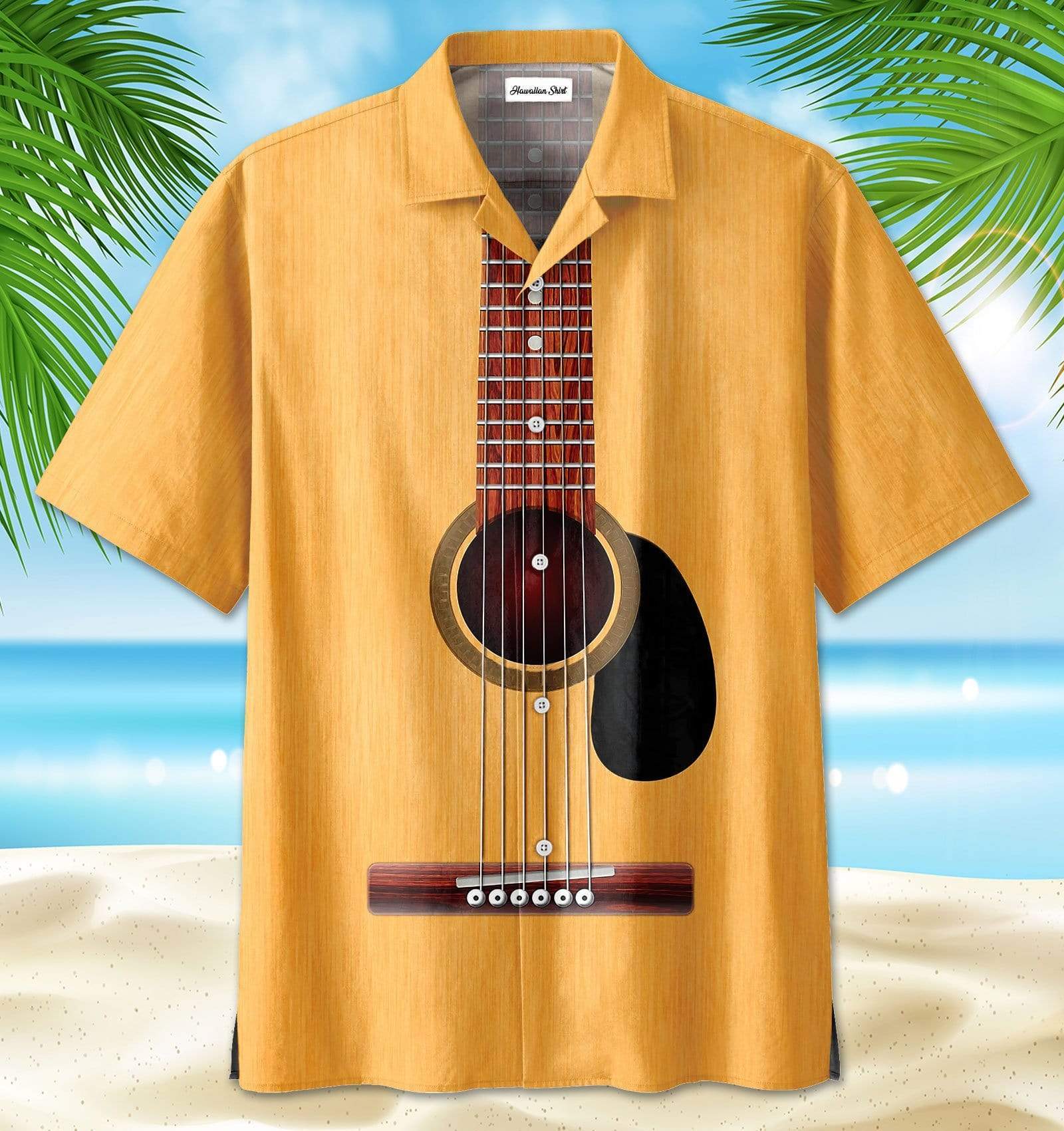 Hawaiian Aloha Shirts Guitar Music Is What Feeling Sounds Like #504DH