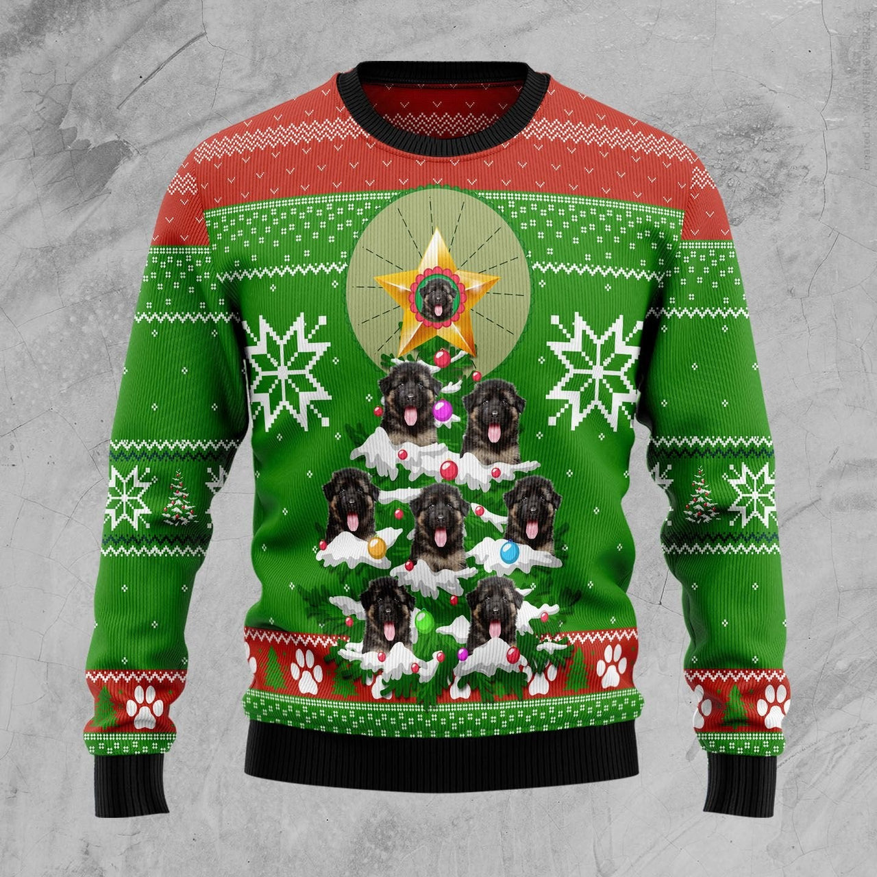 German Shepherd Pine Xmas Ugly Christmas Sweater 