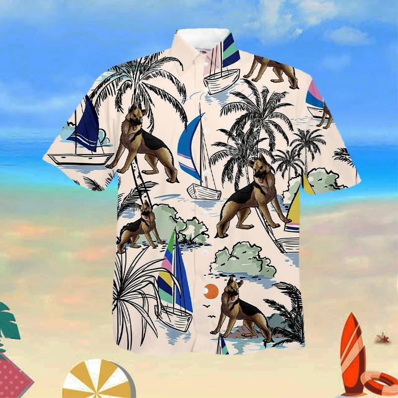 German Shepherd Summer Beach Hawaiian Shirt