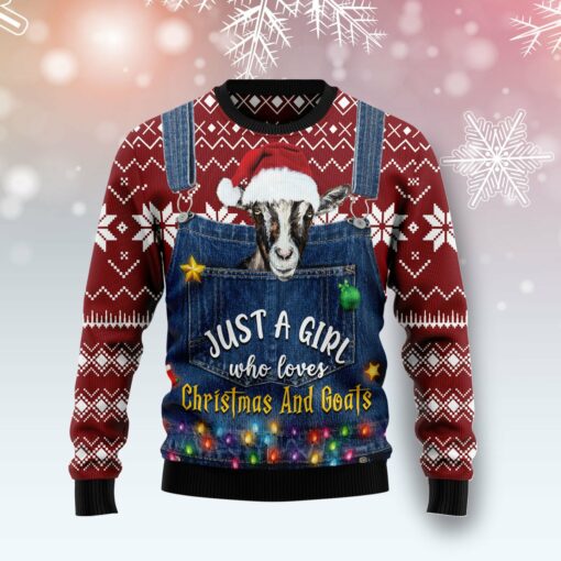 Just A Girl Who Loves Christmas And Goats Ugly Christmas Sweater 