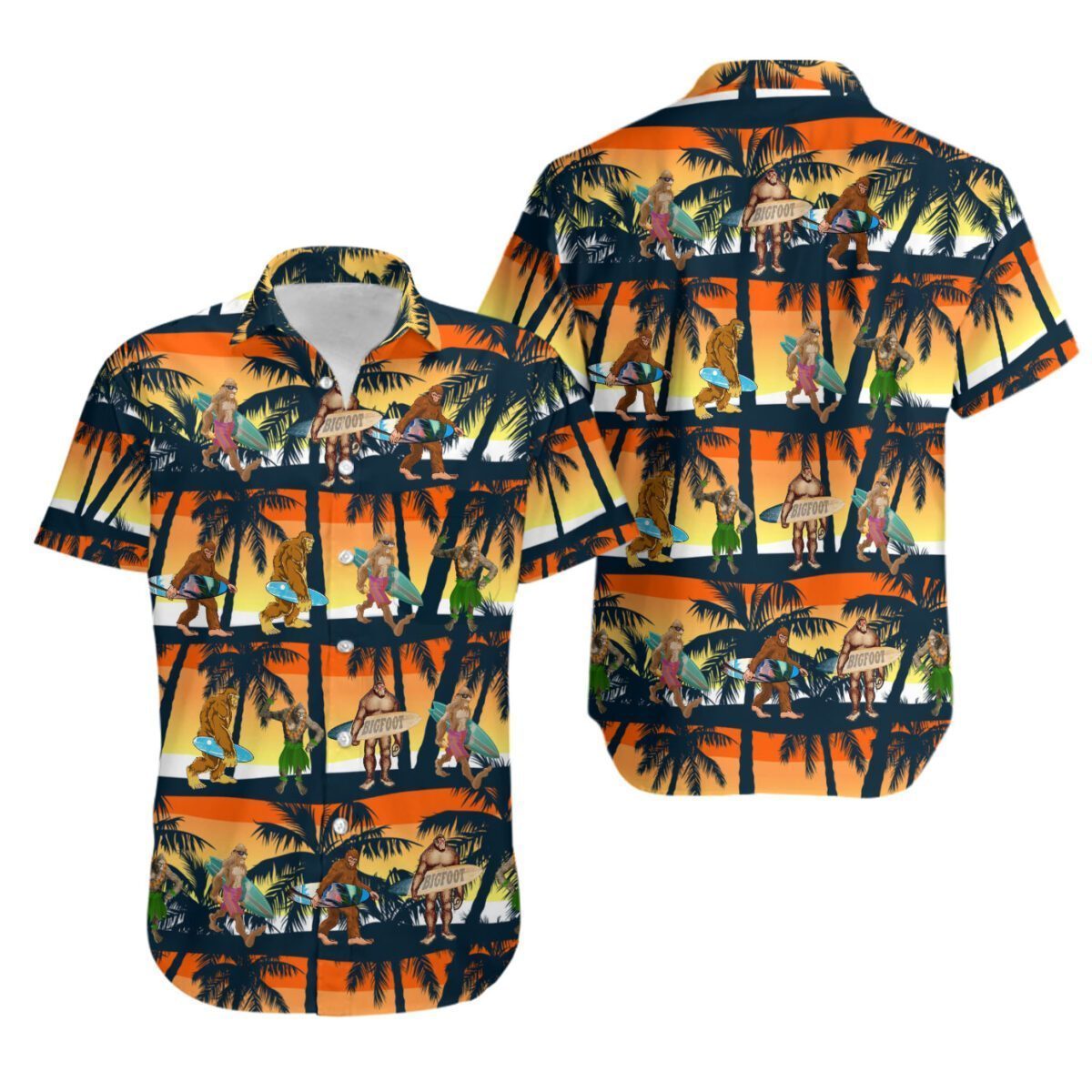 Bigfoot Camping Hawaiian Shirt