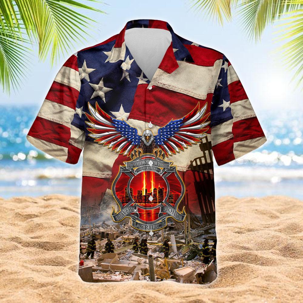 We Will Never Forget September 11th Bravery Sacrifice Honor Hawaiian Shirt | For Men & Women | Adult | HW8068