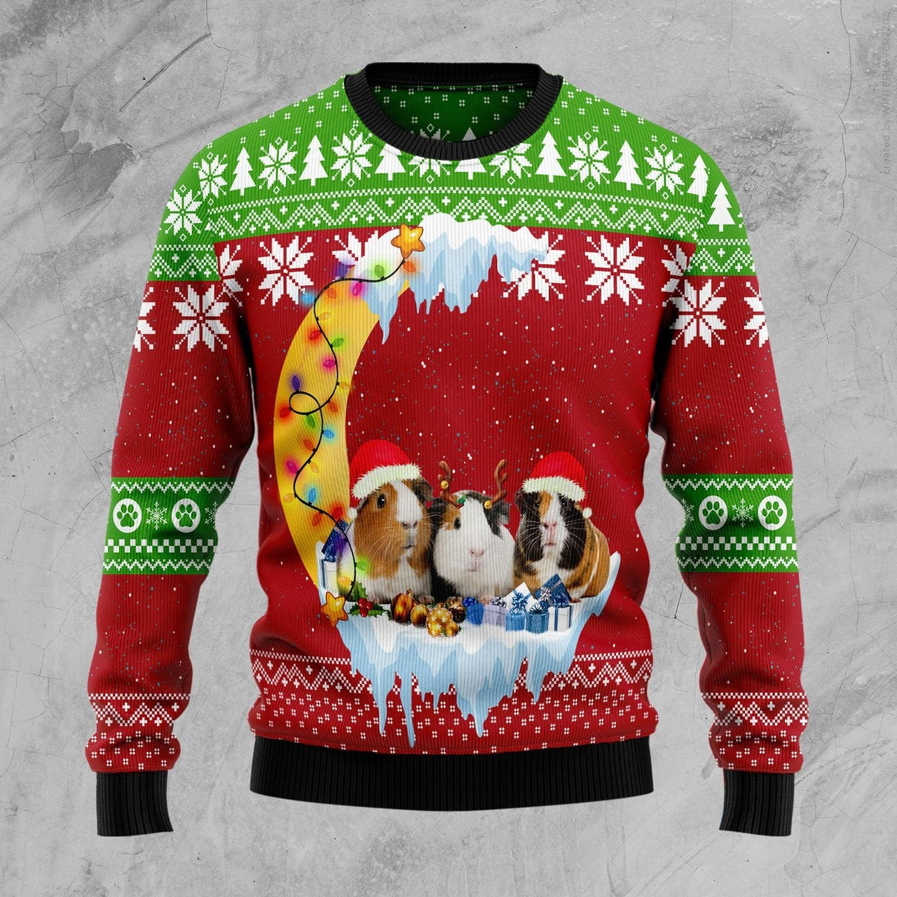 Guinea Pig Love Moon Ugly Christmas Sweater 