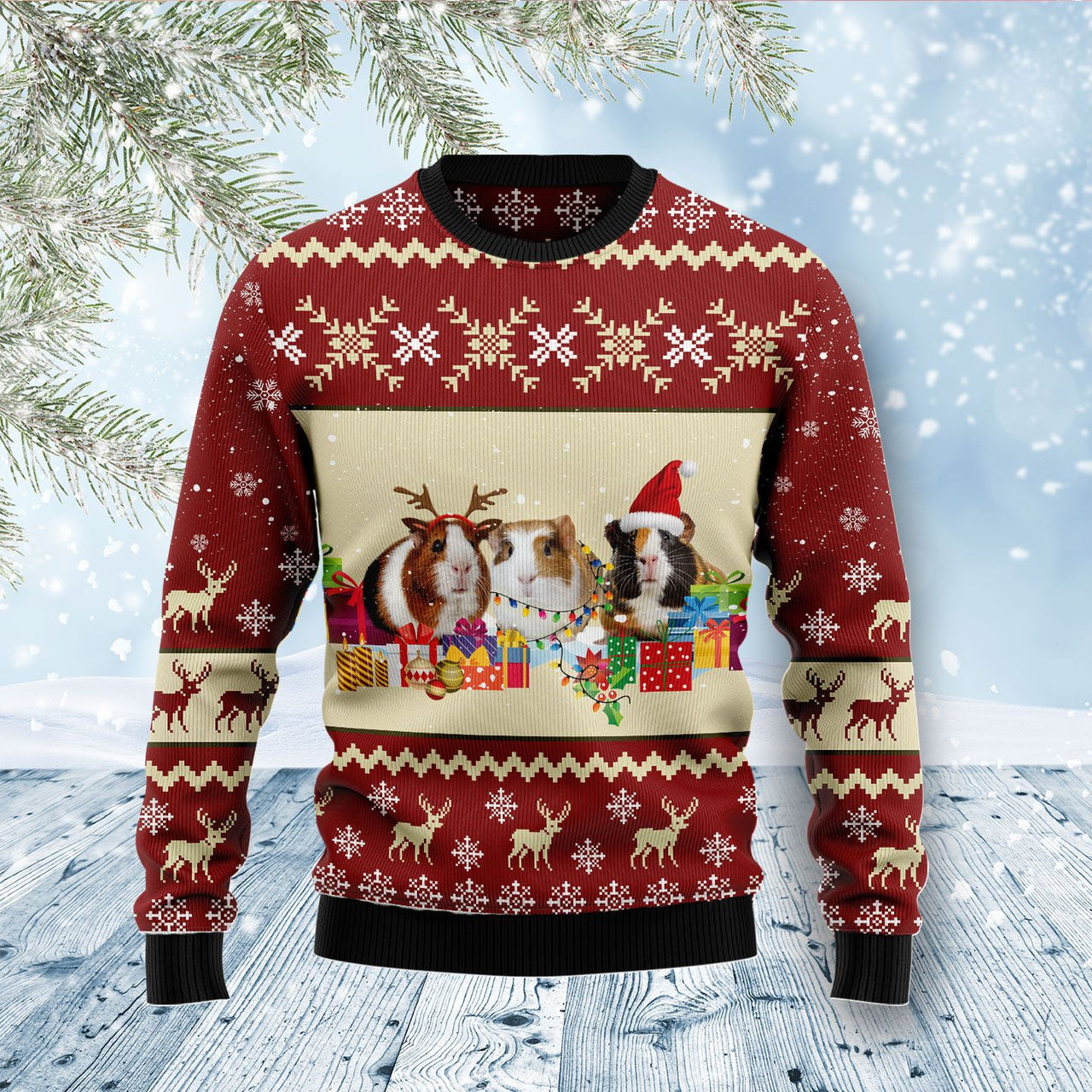 Guinea Pig Snow Merry Christmas Ugly Christmas Sweater 